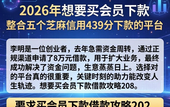 2026年想要买会员下款，整合五个芝麻信用439分下款的平台
