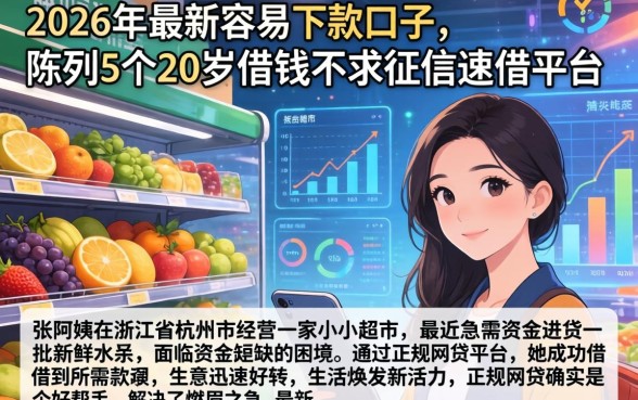2026年最新容易下款口子,陈列5个20岁借钱不求征信速借平台