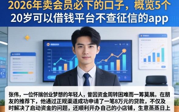 2026年卖会员必下的口子，概览5个20岁可以借钱平台不查征信的app