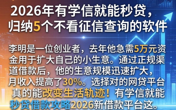 2026年有学信就能秒贷，归纳5个不看征信查询的软件