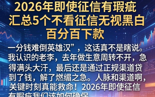 2026年即使征信有瑕疵,汇总5个不看征信无视黑白百分百下款