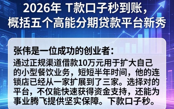 2026年下款口子秒到账，概括五个高能分期贷款平台新秀