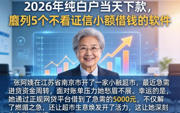 2026年纯白户当天下款，胪列5个不看征信小额借钱的软件