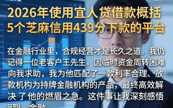 2026年使用宜人贷借款,概括5个芝麻信用439分下款的平台