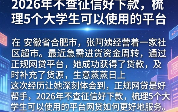 2026年不查征信好下款，梳理5个大学生可以使用的平台