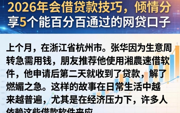 2026年会借贷款的技巧,倾情分享5个能百分百通过的网贷口子