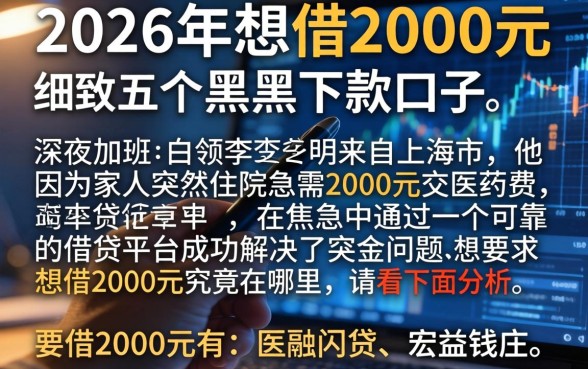 2026年想借2000元，细致阐述五个黑户下款口子