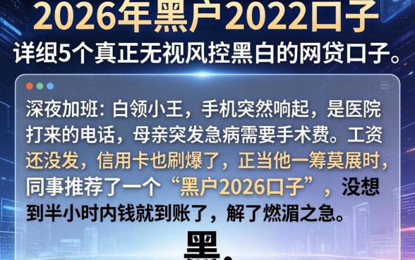 2026年黑户2026口子，详尽说明5个真正无视风控黑白的网贷口子