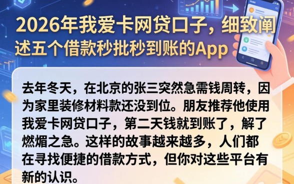 2026年我爱卡网贷口子，细致阐述五个借款秒批秒到账的app