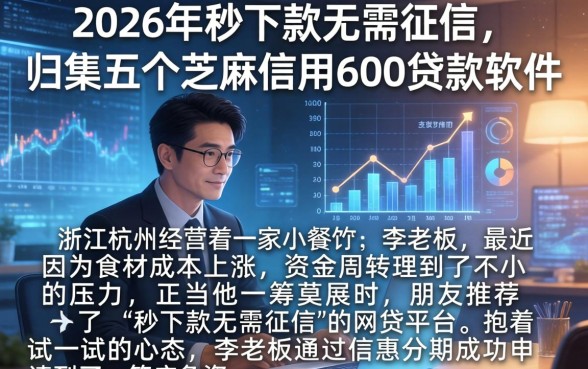 2026年秒下款无需征信,归集五个芝麻信用600贷款软件