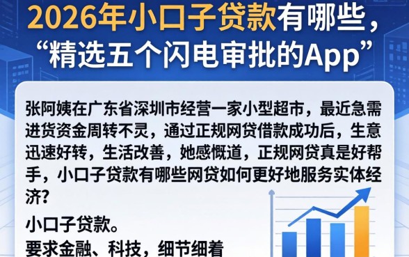 2026年小口子贷款有哪些，精选五个闪电审批的app