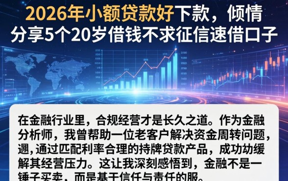 2026年小额贷款好下款,倾情分享5个20岁借钱不求征信速借口子