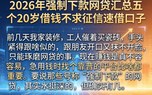 2026年强制下款的网贷,汇总五个20岁借钱不求征信速借口子