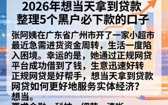 2026年想当天拿到贷款，整理5个黑户必下款的口子