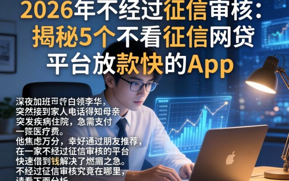 2026年不经过征信审核,揭秘5个不看征信网贷平台放款快的app