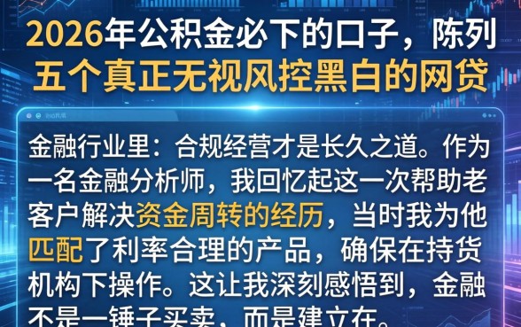 2026年公积金必下的口子，陈列五个真正无视风控黑白的网贷