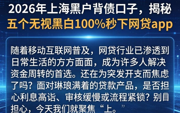 2026年上海黑户背债口子，揭秘五个无视黑白100%秒下网贷app