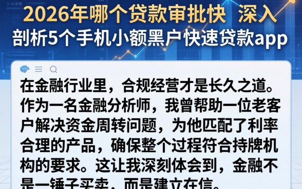 2026年哪个贷款审批快，深入剖析5个手机小额黑户快速贷款app