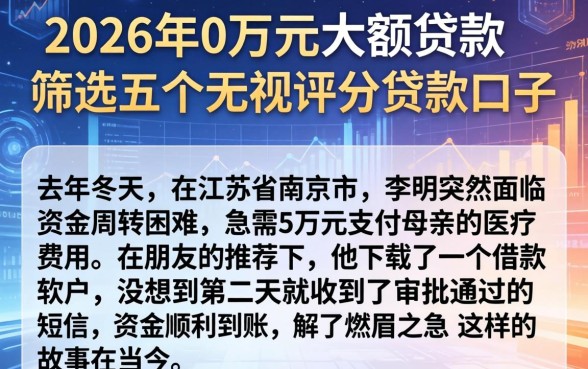 2026年0万元大额贷款,筛选五个无视评分的贷款口子