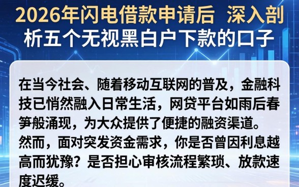 2026年闪电借款申请后，深入剖析五个无视黑白户下款的口子