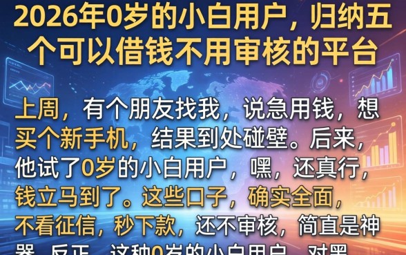 2026年0岁的小白用户，归纳五个可以借钱不用审核的平台