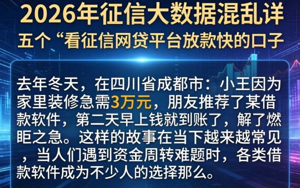 2026年征信大数据混乱，详尽说明五个不看征信网贷平台放款快的口子
