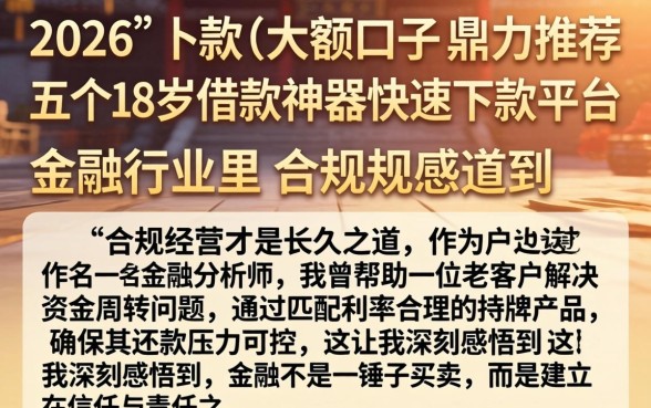 2026年能下款的大额口子，鼎力推荐五个18岁借款神器快速下款平台