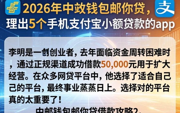 2026年中邮钱包邮你贷，理出5个手机支付宝小额贷款的app