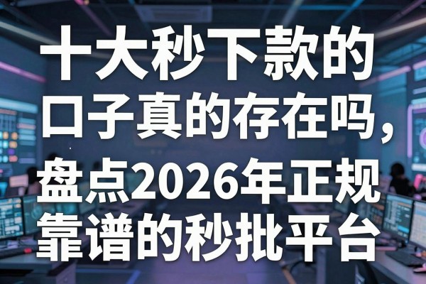 十大秒下款的口子真的存在吗，盘点2026年正规靠谱的秒批平台
