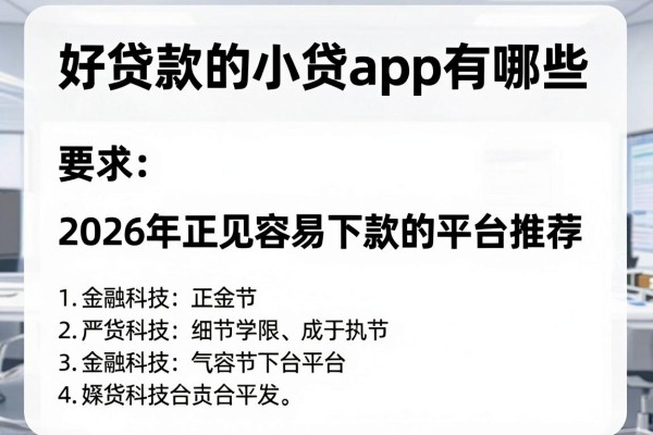 好贷款的小贷app有哪些,2026年正规容易下款的平台推荐