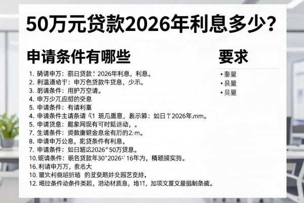 50万元贷款2026年利息多少？申请条件有哪些？
