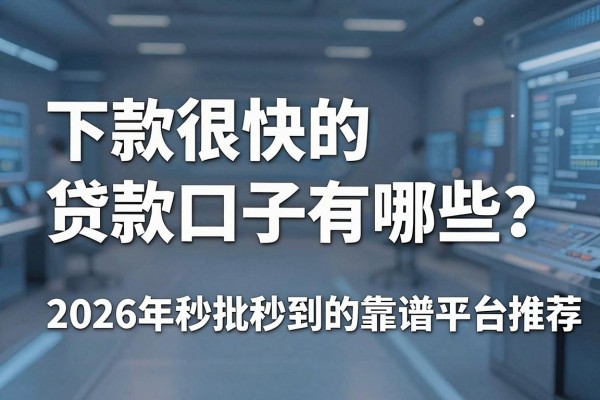 下款很快的贷款口子有哪些？2026年秒批秒到的靠谱平台推荐