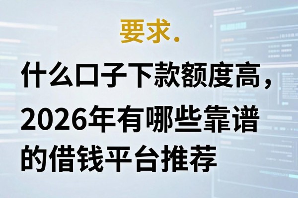什么口子下款额度高,2026年有哪些靠谱的借钱平台推荐?