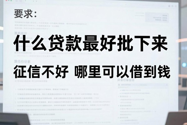 什么贷款最好批下来,征信不好哪里可以借到钱