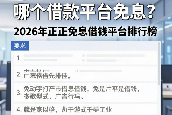 哪个借款平台免息?2026年正规免息借钱平台排行榜