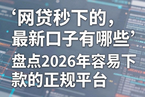 网贷秒下的最新口子有哪些,盘点2026年容易下款的正规平台