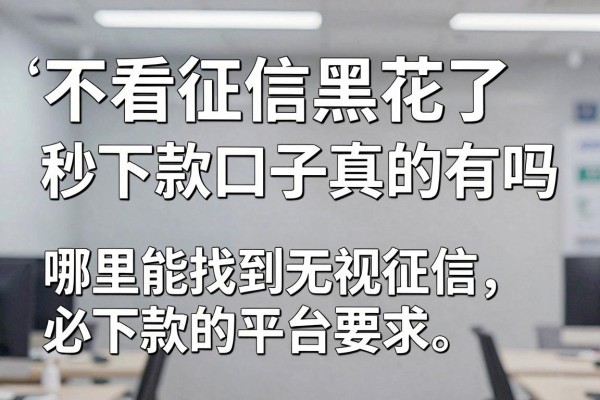 不看征信黑花了秒下款口子真的有吗，哪里能找到无视征信必下款的平台