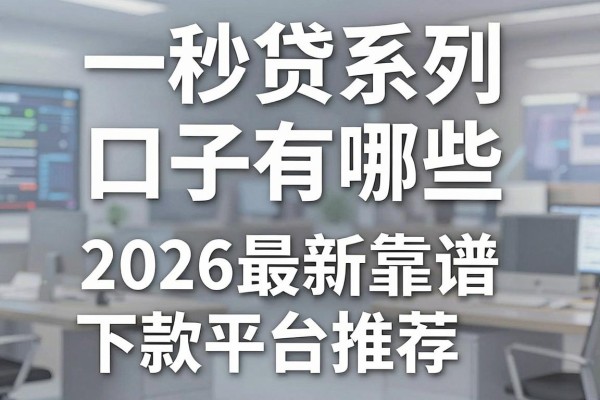 一秒贷系列口子有哪些，2026最新靠谱下款平台推荐