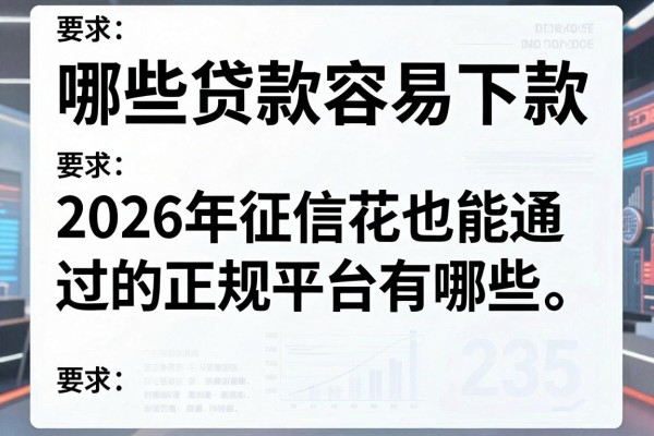 哪些贷款容易下款,2026年征信花也能通过的正规平台有哪些