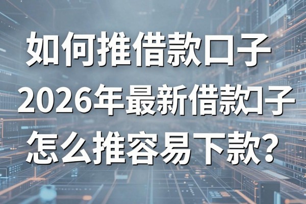 如何推借款口子,2026年最新借款口子怎么推容易下款?