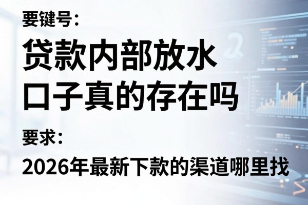 贷款内部放水口子真的存在吗,2026年最新下款快的渠道哪里找