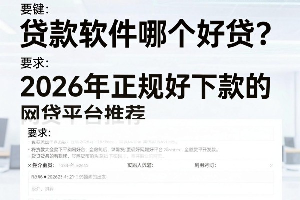 贷款软件哪个好贷？2026年正规好下款的网贷平台推荐