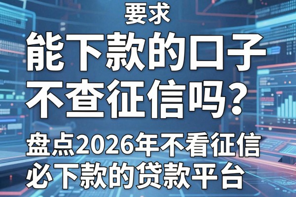 能下款的口子不查征信吗？盘点2026年不看征信必下款的贷款平台