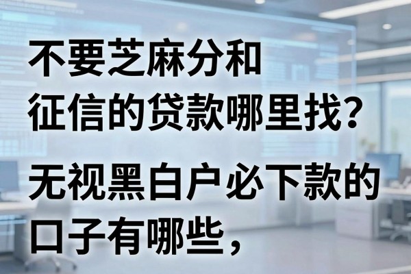 不要芝麻分和征信的贷款哪里找？无视黑白户必下款的口子有哪些