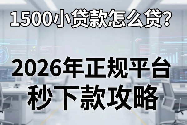 1500小贷款怎么贷?2026年正规平台秒下款攻略