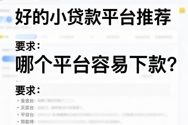 好的小贷款平台推荐,哪个平台容易下款?