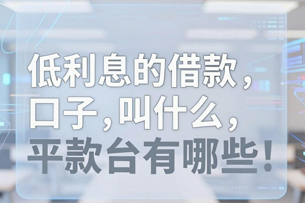 低利息的借款口子叫什么，正规低息贷款平台有哪些