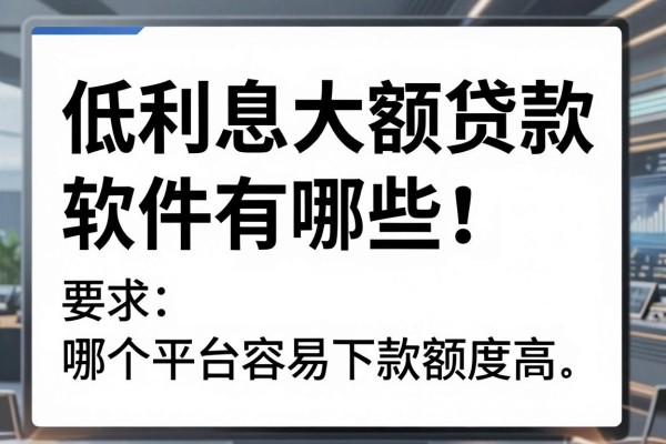 低利息大额贷款软件有哪些，哪个平台容易下款额度高