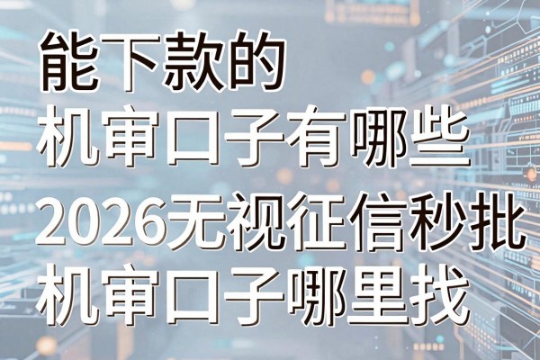 能下款的机审口子有哪些,2026无视征信秒批的机审口子哪里找