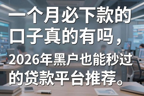 一个月必下款的口子真的有吗，2026年黑户也能秒过的贷款平台推荐